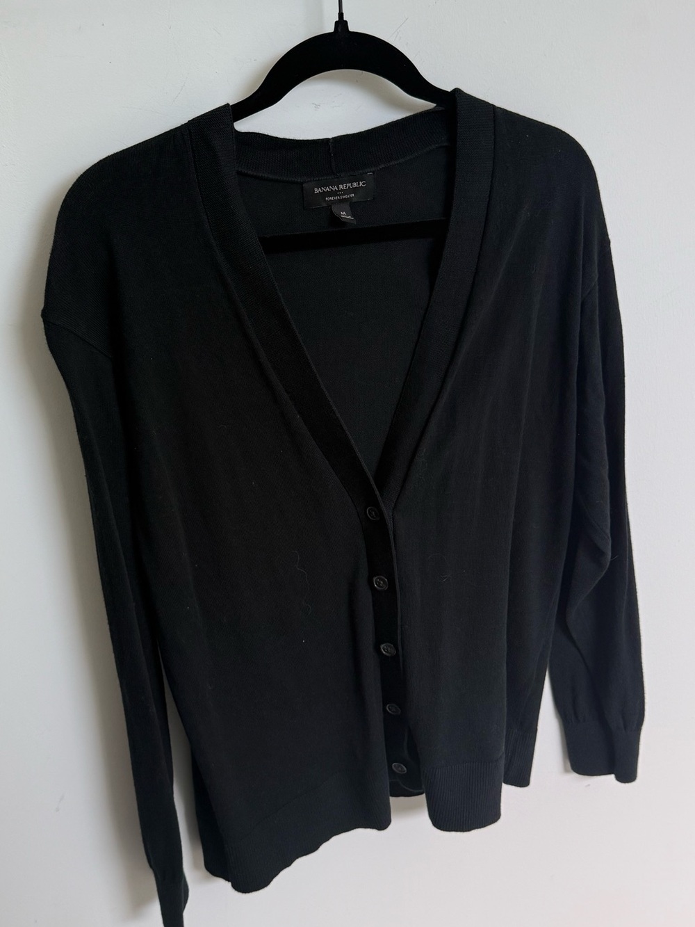 Banana Republic Black V-Neck Button-Up Cardigan